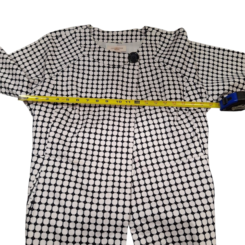 "Covington" Black and White Blazer Structured Retro-Inspired Design. Sz.L - Picture 8 of 14